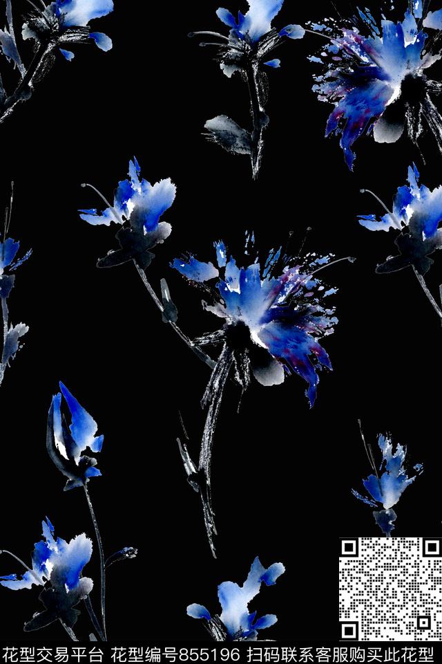 小清新手绘花卉民族风数码印花华亿平台下载（图片编号: 855196） - 瓦栏（Walan）