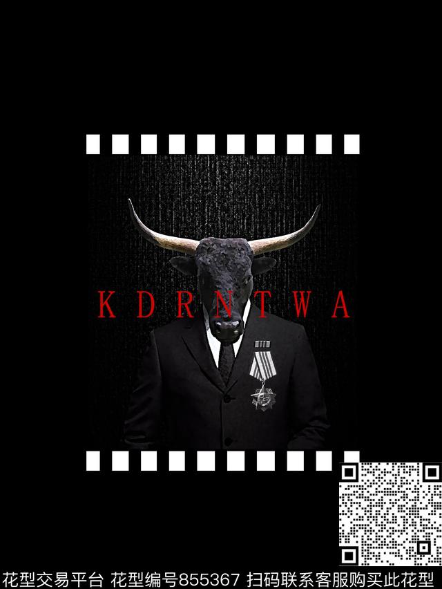 牛头抽象纹理男装T恤华亿平台数码印花华亿平台下载（图片编号: 855367） - 瓦栏（Walan）