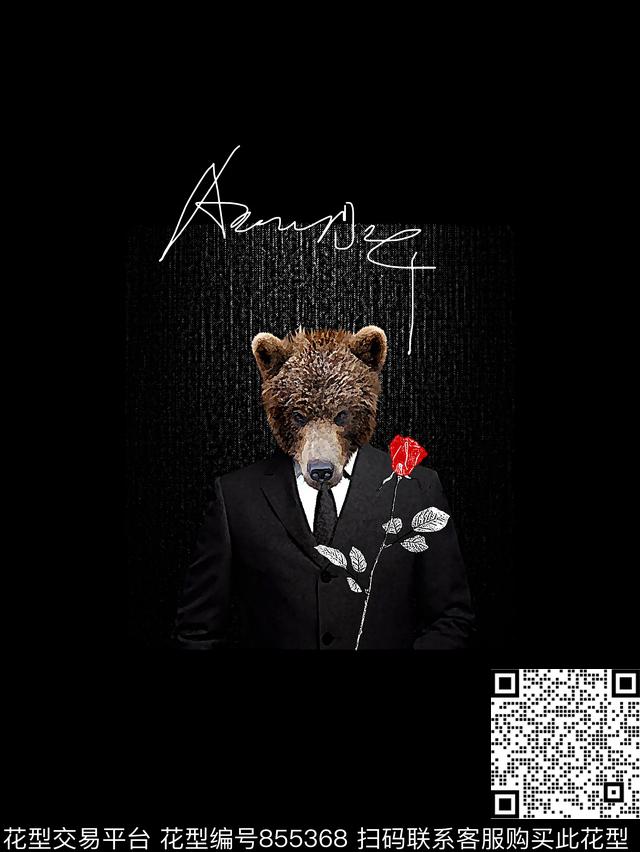 熊头花卉抽象纹理数码印花华亿平台下载（图片编号: 855368） - 瓦栏（Walan）