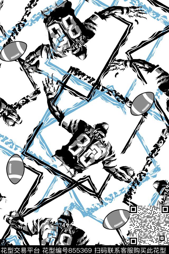 橄榄球员几何靓仔男装华亿平台数码印花华亿平台下载（图片编号: 855369） - 瓦栏（Walan）