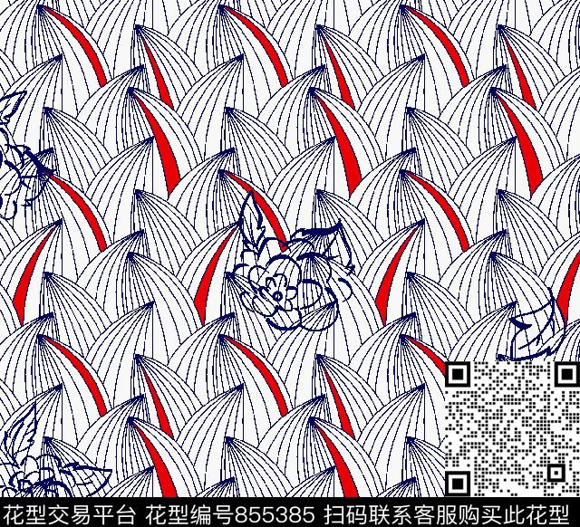 花卉叶子时尚衬衫传统印花华亿平台下载（图片编号: 855385） - 瓦栏（Walan）