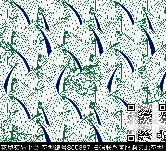 花卉叶子时尚衬衫传统印花华亿平台下载（图片编号: 855387） - 瓦栏（Walan）