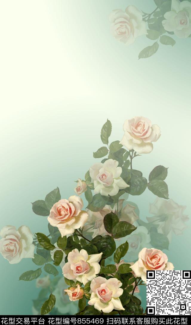 花卉定位花女装数码印花华亿平台下载（图片编号: 855469） - 瓦栏（Walan）