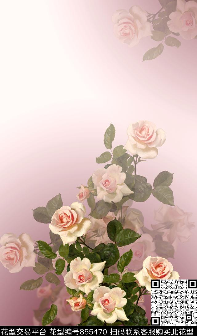 花卉定位花女装数码印花华亿平台下载（图片编号: 855470） - 瓦栏（Walan）