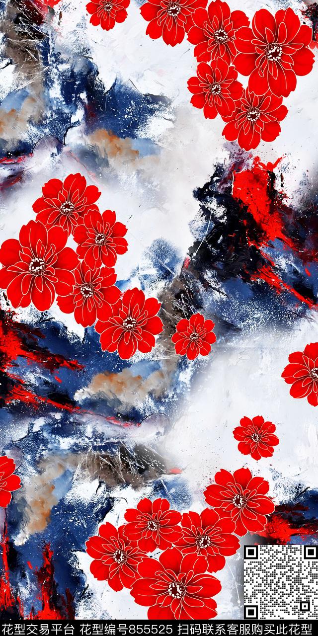 小碎花百合乱花数码印花华亿平台下载（图片编号: 855525） - 瓦栏（Walan）