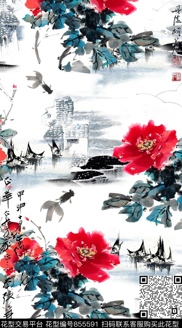 裙子女士棉麻数码印花华亿平台下载（图片编号: 855591） - 瓦栏（Walan）