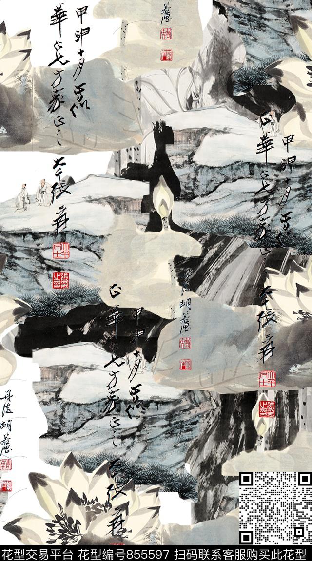 棉麻男装创意服装面料数码印花华亿平台下载（图片编号: 855597） - 瓦栏（Walan）