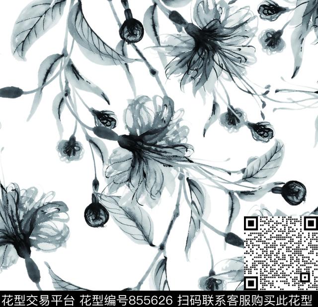 大花花朵花卉数码印花华亿平台下载（图片编号: 855626） - 瓦栏（Walan）