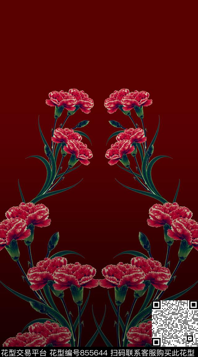 花朵大花花卉数码印花华亿平台下载（图片编号: 855644） - 瓦栏（Walan）