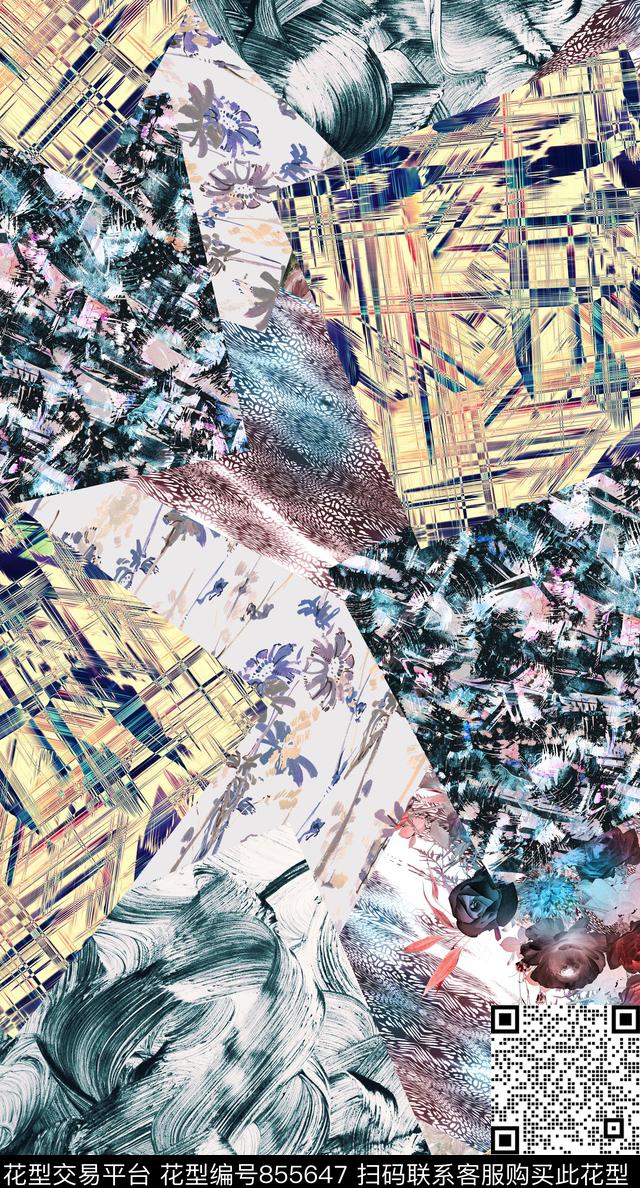 欧美青花瓷民族风数码印花华亿平台下载（图片编号: 855647） - 瓦栏（Walan）