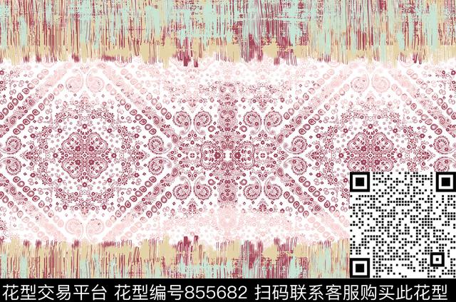 抽象条纹佩斯利传统印花华亿平台下载（图片编号: 855682） - 瓦栏（Walan）