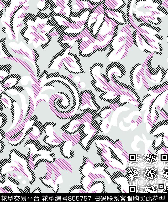 部落卷草纹青花瓷传统印花华亿平台下载（图片编号: 855757） - 瓦栏（Walan）