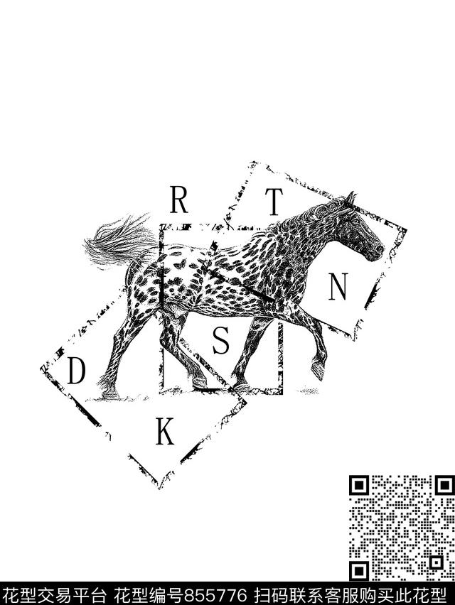 狗狗几何男装T恤华亿平台传统印花华亿平台下载（图片编号: 855776） - 瓦栏（Walan）