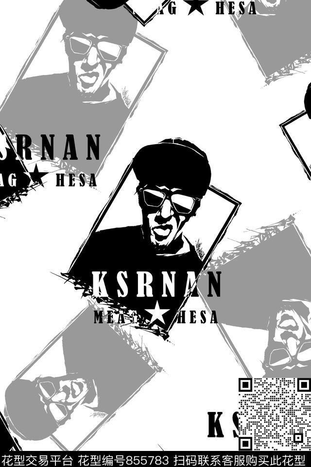 人物像几何男装T恤华亿平台传统印花华亿平台下载（图片编号: 855783） - 瓦栏（Walan）