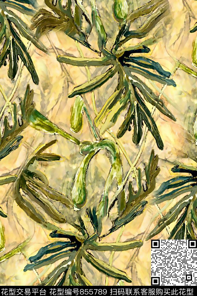 树叶抽象纹理热带树叶数码印花华亿平台下载（图片编号: 855789） - 瓦栏（Walan）