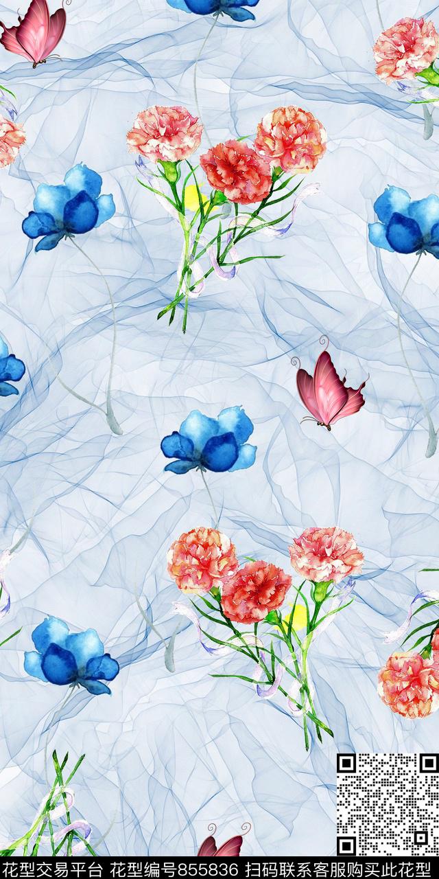 乱花花卉花朵数码印花华亿平台下载（图片编号: 855836） - 瓦栏（Walan）