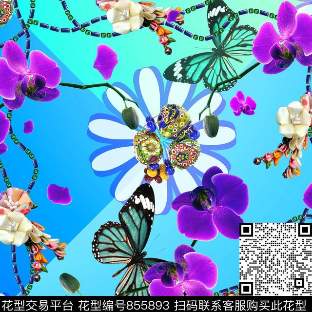 花卉90方巾方巾数码印花华亿平台下载（图片编号: 855893） - 瓦栏（Walan）