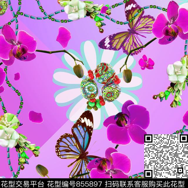 花卉90方巾方巾数码印花华亿平台下载（图片编号: 855897） - 瓦栏（Walan）