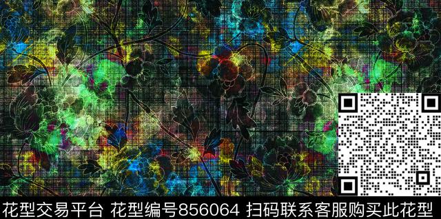 清新风花朵抽象创意数码印花华亿平台下载（图片编号: 856064） - 瓦栏（Walan）
