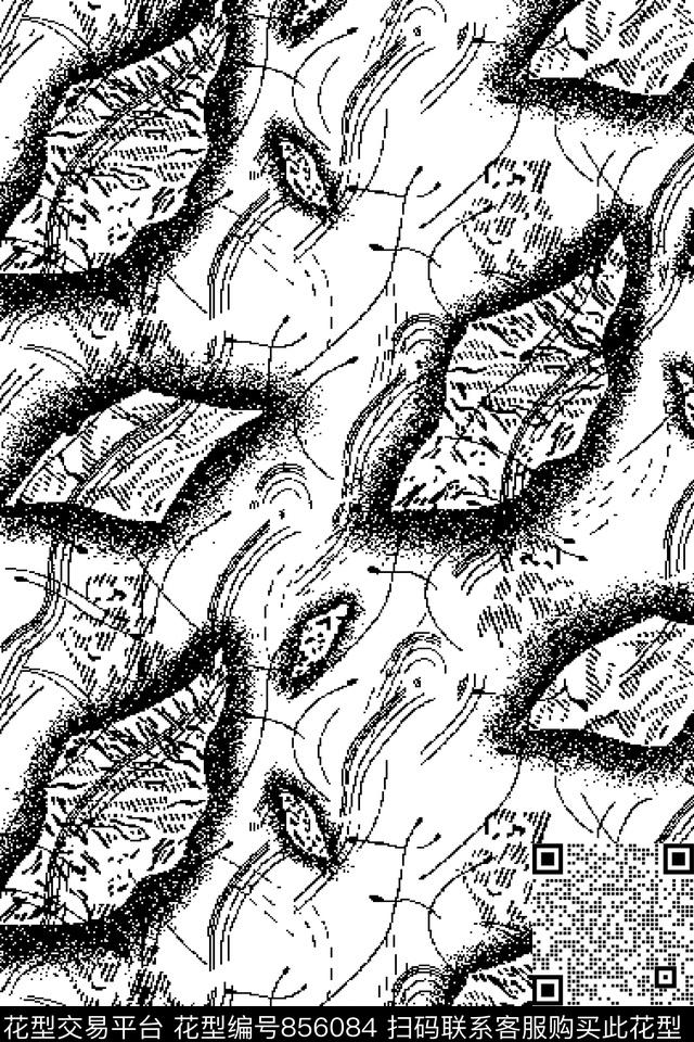 单色黑白几何传统印花华亿平台下载（图片编号: 856084） - 瓦栏（Walan）