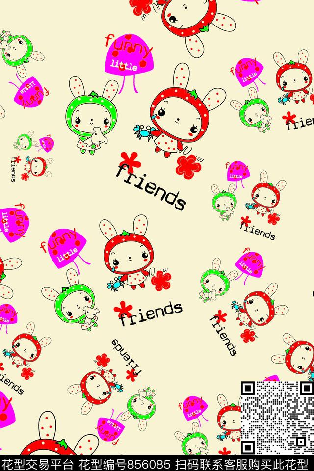 卡通兔子数码印花华亿平台下载（图片编号: 856085） - 瓦栏（Walan）