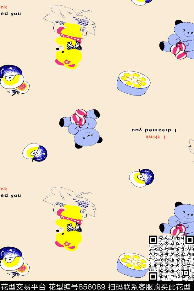 小熊卡通数码印花华亿平台下载（图片编号: 856089） - 瓦栏（Walan）