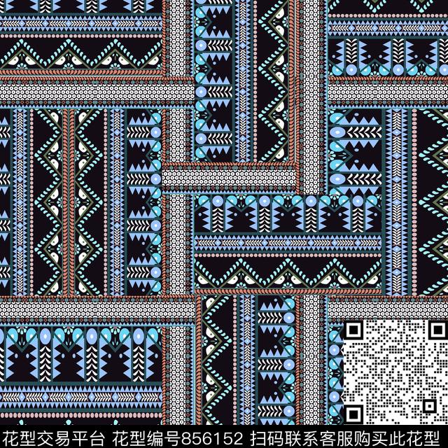 几何民族风纹样传统印花华亿平台下载（图片编号: 856152） - 瓦栏（Walan）