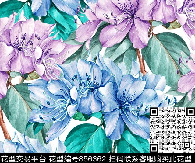 花卉花朵数码印花华亿平台下载（图片编号: 856362） - 瓦栏（Walan）