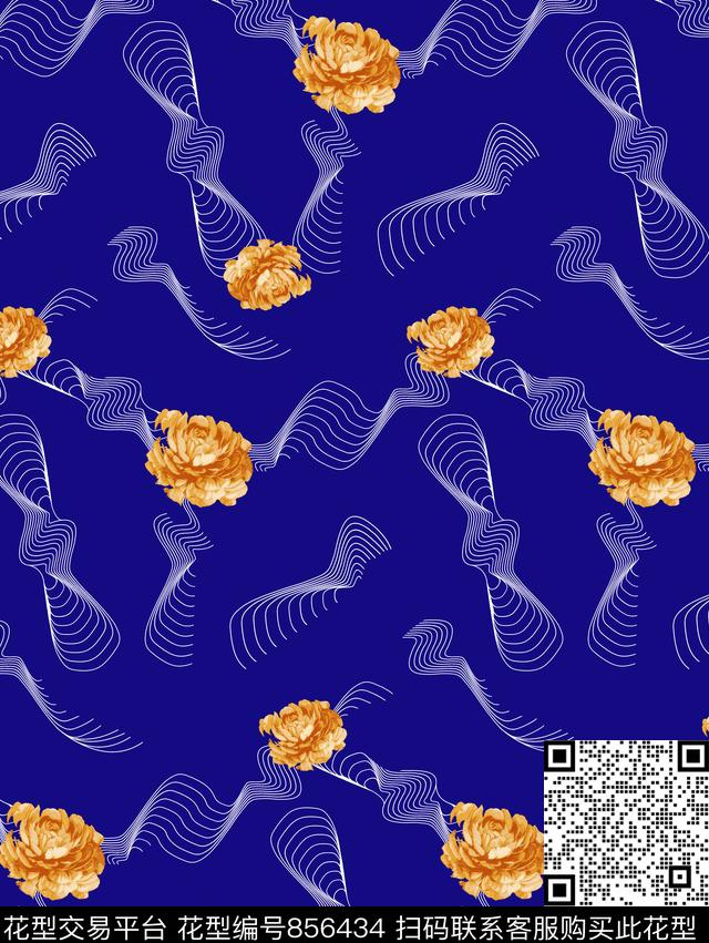 清新菊花自然数码印花华亿平台下载（图片编号: 856434） - 瓦栏（Walan）