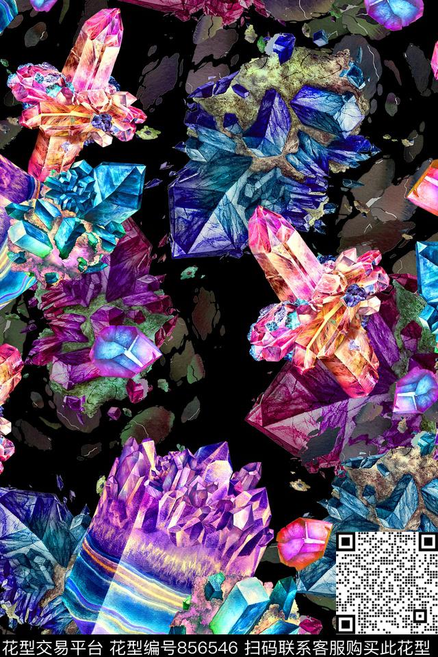 多彩几何抽象数码印花华亿平台下载（图片编号: 856546） - 瓦栏（Walan）