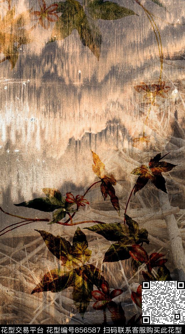 布纹抽象风景数码印花华亿平台下载（图片编号: 856587） - 瓦栏（Walan）