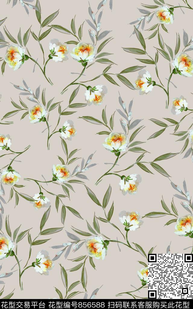 小碎花花朵花卉数码印花华亿平台下载（图片编号: 856588） - 瓦栏（Walan）