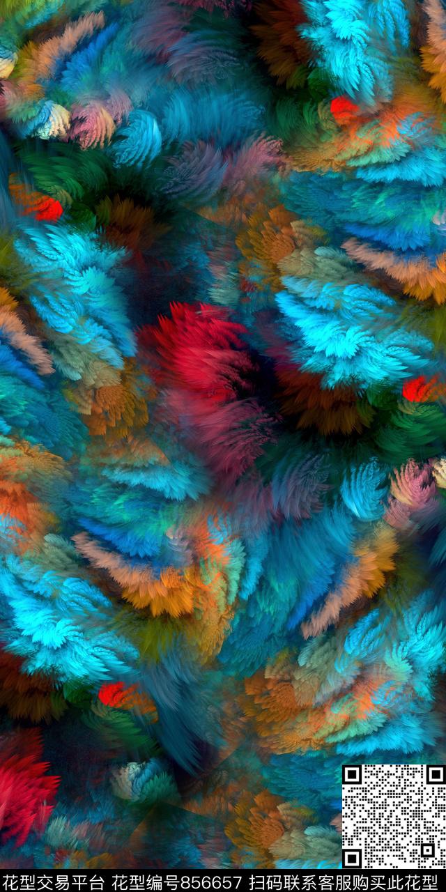 乱花满版花抽象数码印花华亿平台下载（图片编号: 856657） - 瓦栏（Walan）