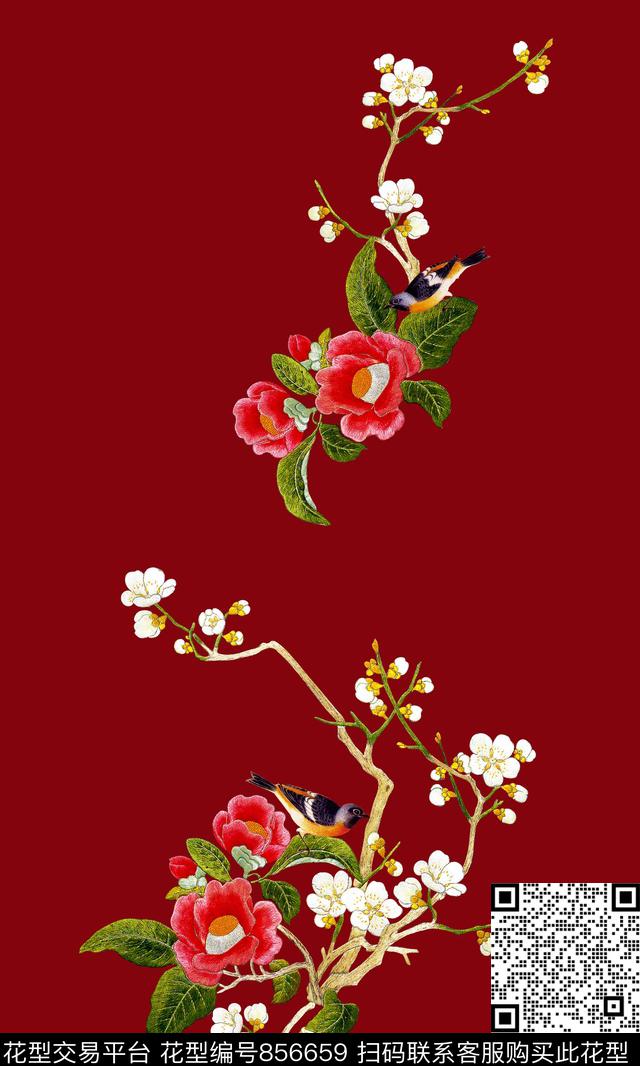 数码印花花卉水墨数码印花华亿平台下载（图片编号: 856659） - 瓦栏（Walan）