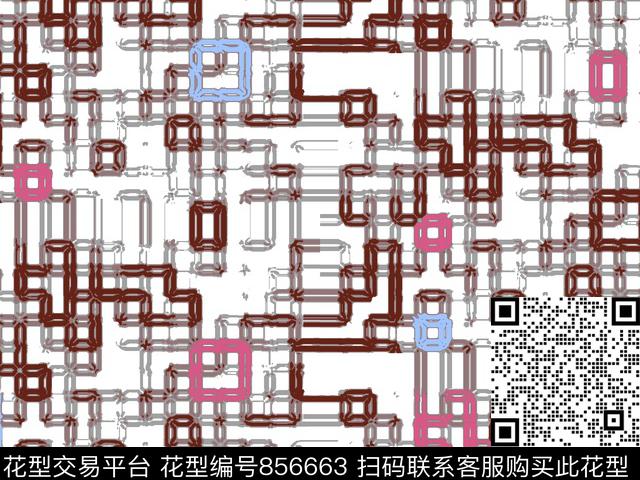 曲线条子几何数码印花华亿平台下载（图片编号: 856663） - 瓦栏（Walan）