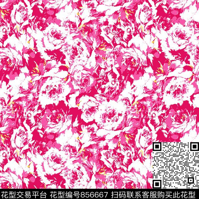 大花花朵花卉传统印花华亿平台下载（图片编号: 856667） - 瓦栏（Walan）