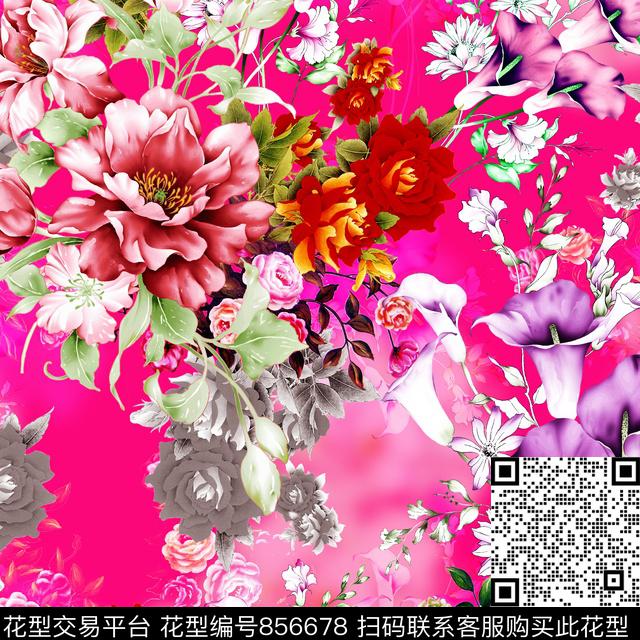 花卉手绘花卉艺术绘画数码印花华亿平台下载（图片编号: 856678） - 瓦栏（Walan）