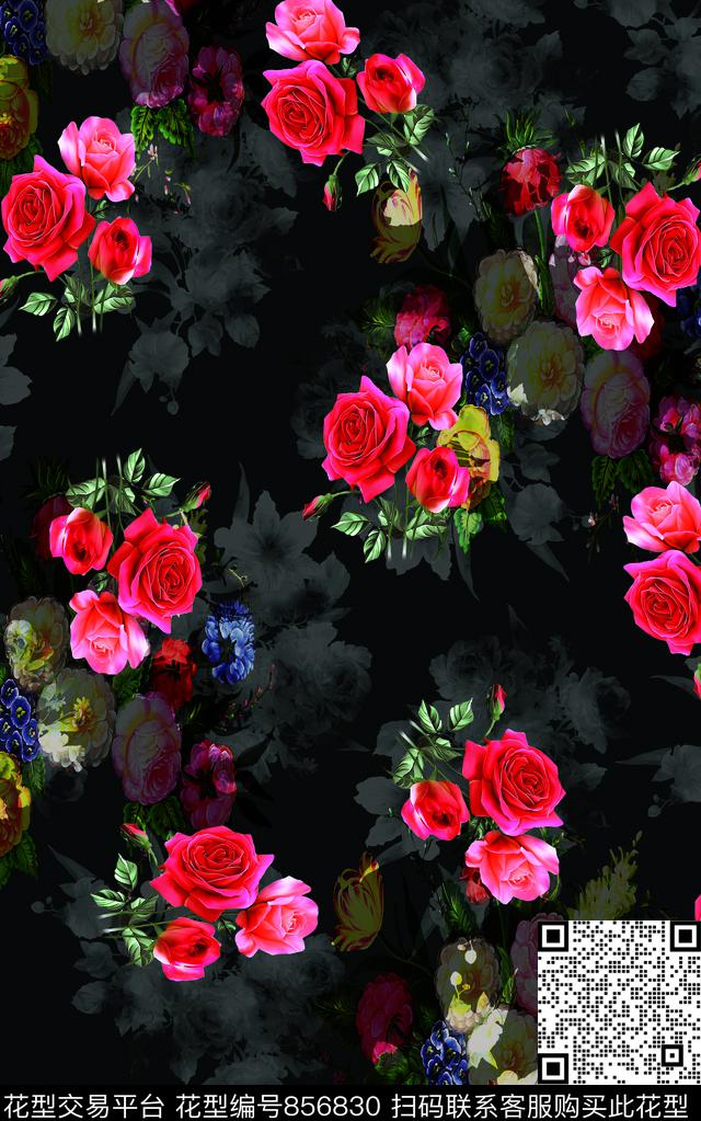 花朵花卉女装数码印花华亿平台下载（图片编号: 856830） - 瓦栏（Walan）