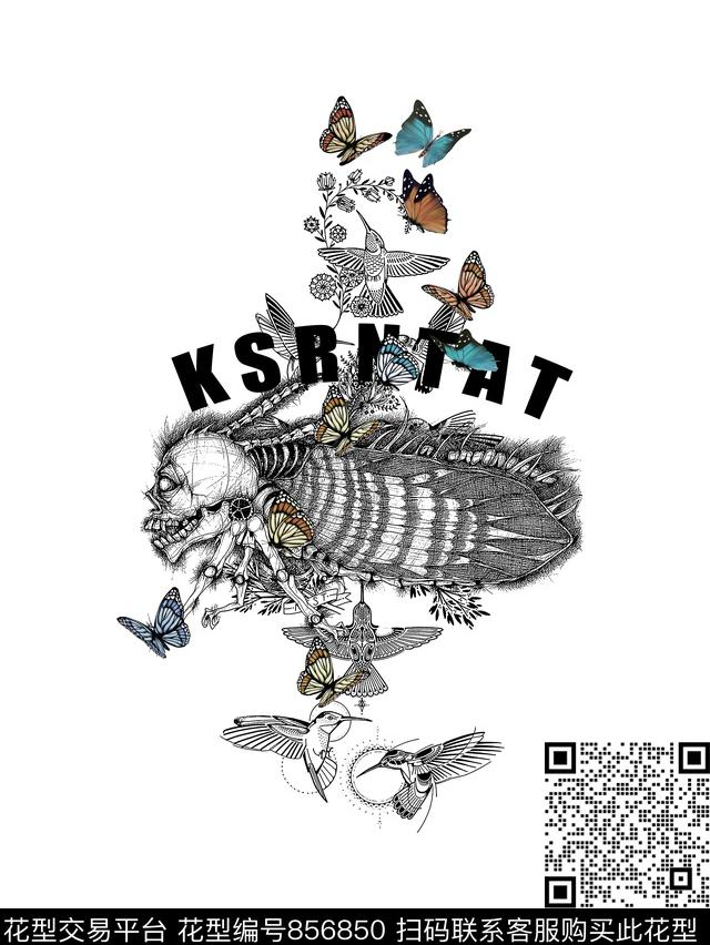 抽象纹理插画蝴蝶数码印花华亿平台下载（图片编号: 856850） - 瓦栏（Walan）