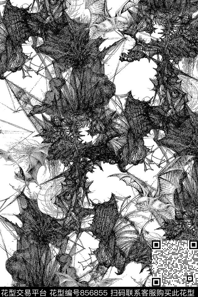 抽象纹理肌理纺理蝙蝠传统印花华亿平台下载（图片编号: 856855） - 瓦栏（Walan）