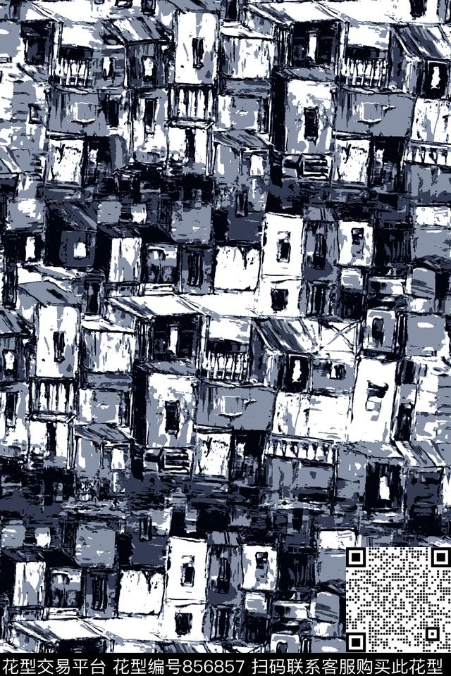 象纹房子肌理纹理抽象插画传统印花华亿平台下载（图片编号: 856857） - 瓦栏（Walan）