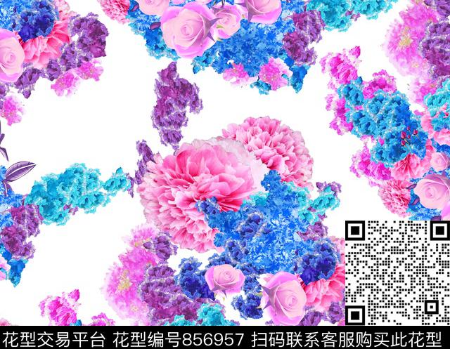 大花小碎花乱花数码印花华亿平台下载（图片编号: 856957） - 瓦栏（Walan）