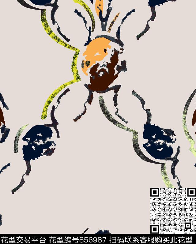 条子线条抽象数码印花华亿平台下载（图片编号: 856987） - 瓦栏（Walan）