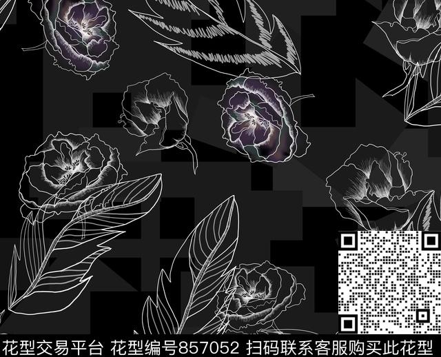 郁金香康乃馨玫瑰传统印花华亿平台下载（图片编号: 857052） - 瓦栏（Walan）