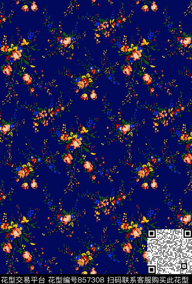 小碎花花朵花卉传统印花华亿平台下载（图片编号: 857308） - 瓦栏（Walan）