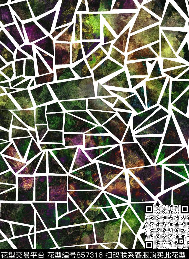 不规则几何抽象创意几何数码印花华亿平台下载（图片编号: 857316） - 瓦栏（Walan）