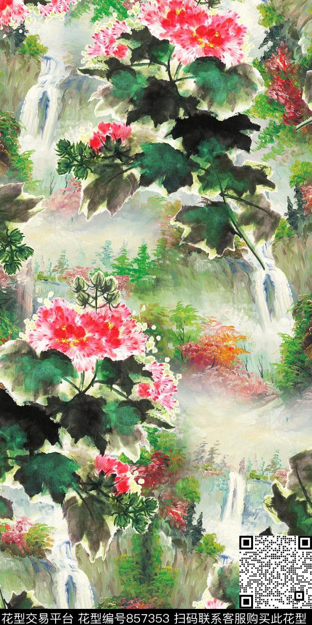 花卉满版散花数码印花华亿平台下载（图片编号: 857353） - 瓦栏（Walan）