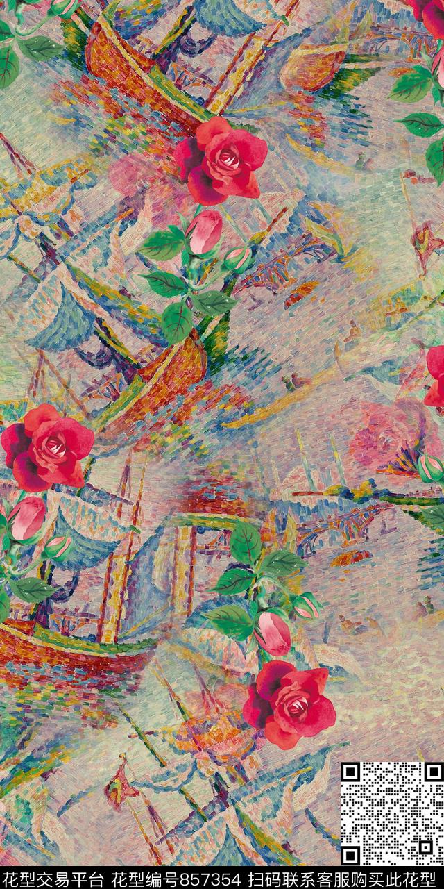 玫瑰乱花小碎花数码印花华亿平台下载（图片编号: 857354） - 瓦栏（Walan）