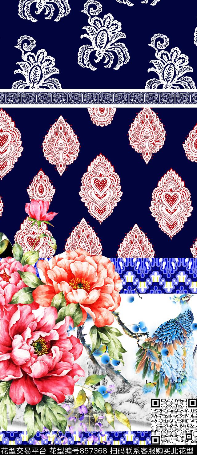 花卉大花少女衣裙系列民族风数码印花华亿平台下载（图片编号: 857368） - 瓦栏（Walan）