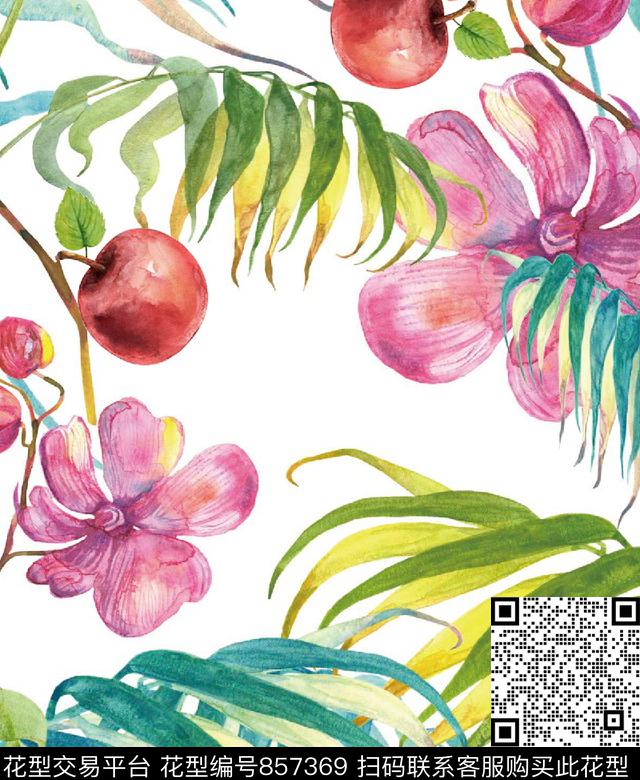 大花花朵花卉数码印花华亿平台下载（图片编号: 857369） - 瓦栏（Walan）